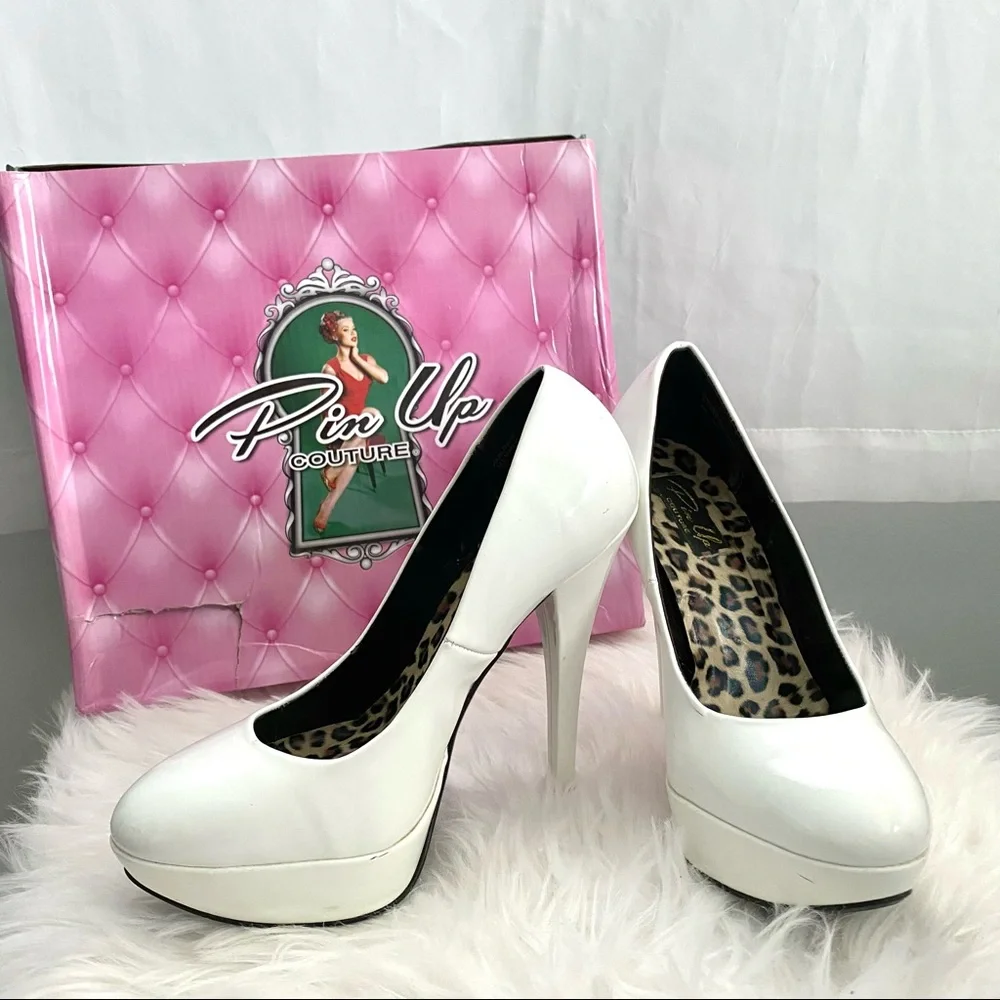 Pin Up Couture White “Harlow” Heels - Picture 1 of 15